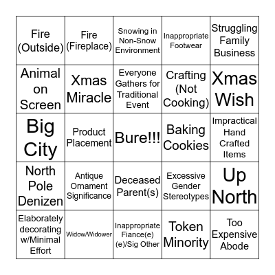 Hallmark Channel Holiday Bingo Card