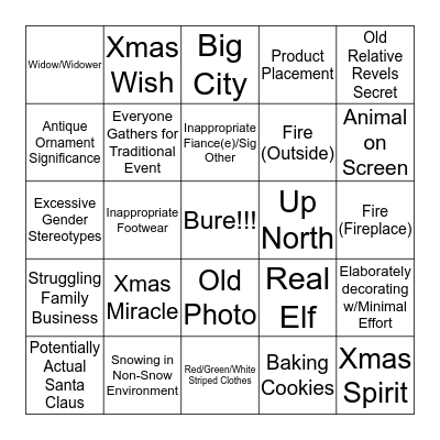 Hallmark Channel Holiday Bingo Card