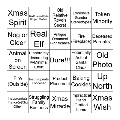 Hallmark Channel Holiday Bingo Card
