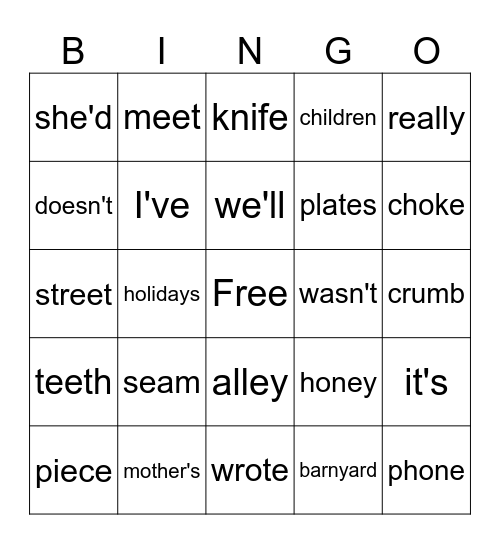 3rd Grade Bingo Card