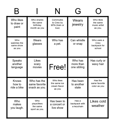 Find someone.... Bingo Card
