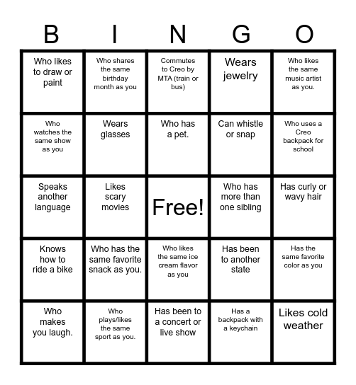 Find someone.... Bingo Card