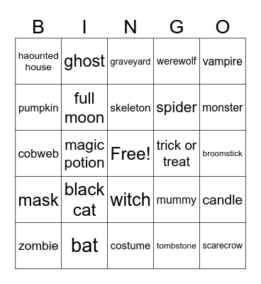 Halloween Bingo Card