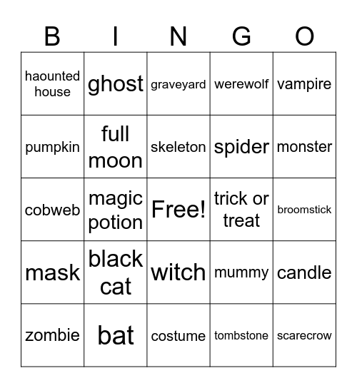 Halloween Bingo Card