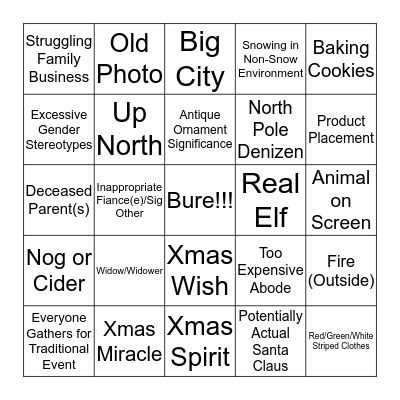 Hallmark Channel Holiday Bingo Card