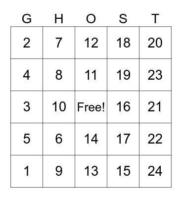 Halloween Bingo Card