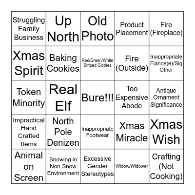 Hallmark Channel Holiday Bingo Card