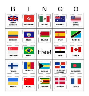 Country Flag Bingo Card