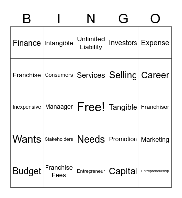Entrepreneurship & Business Essentials Bingo Card