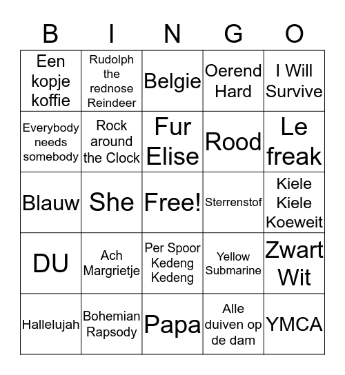 Van Zanten KerstBingo Card