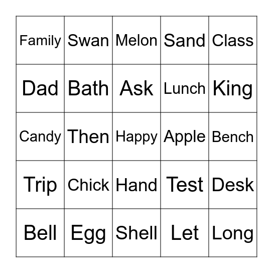 Grade 2 Festival Bingo (2) Bingo Card