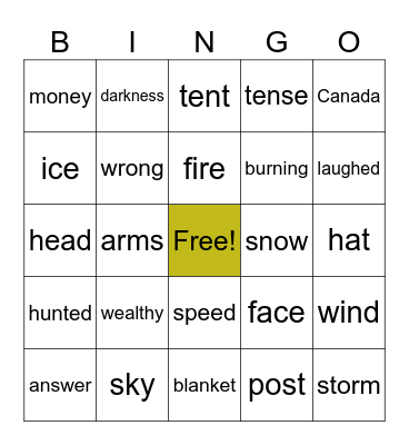 Scary Stories to Tell in the Dark- The Wendigo Bingo Card