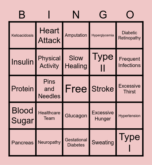 World Diabetes Day Bingo Card