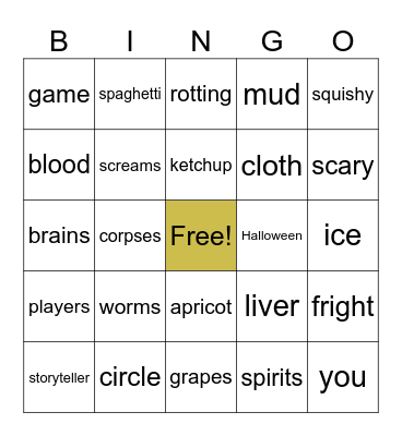 Scary Stories to Tell in the Dark-The Dead Man's Brains Bingo Card