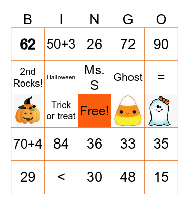 Halloween Math Bingo! Bingo Card