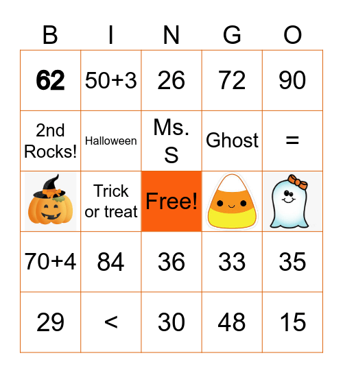 Halloween Math Bingo! Bingo Card