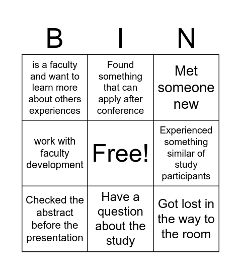 Bingo FIE Bingo Card