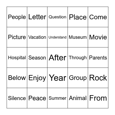Grade 4 Festival Bingo (1) Bingo Card