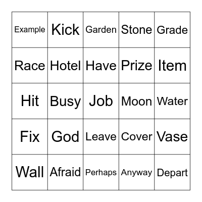 Grade 4 Festival Bingo (3) Bingo Card