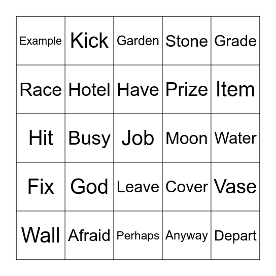 Grade 4 Festival Bingo (3) Bingo Card