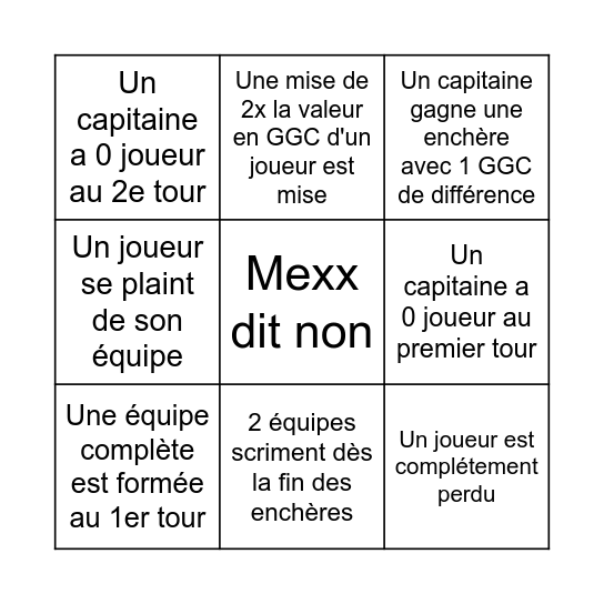 Enchère GGLeague Bingo Card