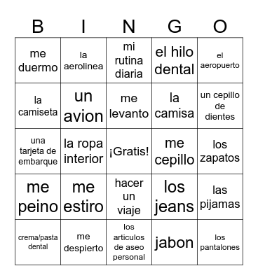 Chapter 1/2 - En avion/Una rutina diferente Bingo Card