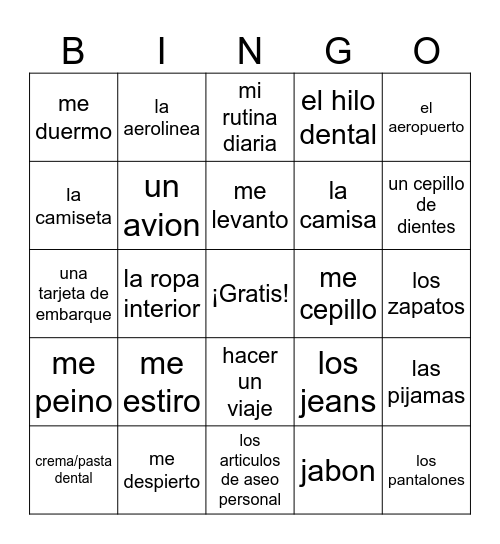 Chapter 1/2 - En avion/Una rutina diferente Bingo Card