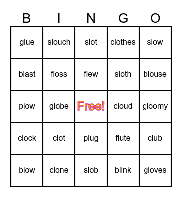 L Blend Bingo Card
