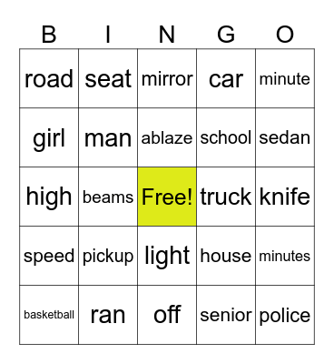 Let's Read: Scary Stories to Tell in the Dark- High Beams Bingo Card