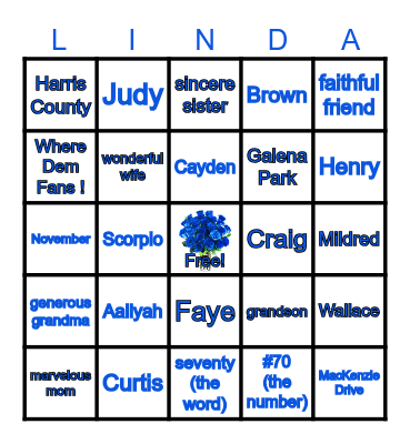Sweet, Supportive, and Strong Septuagenarian Bingo Card