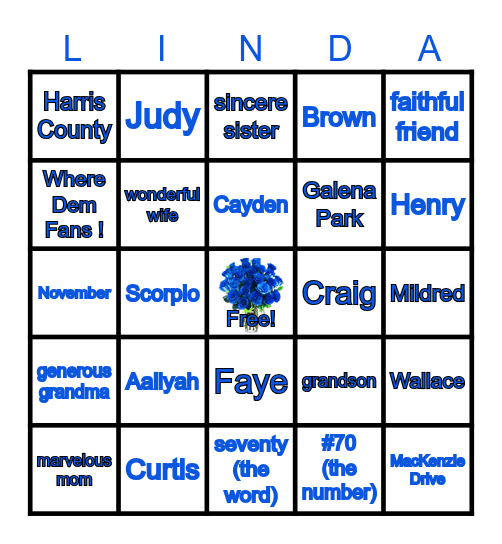 Sweet, Supportive, and Strong Septuagenarian Bingo Card
