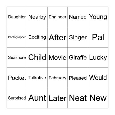 Grade 5 Festival Bingo (4) Bingo Card