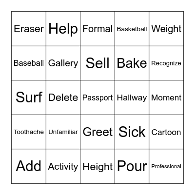 Grade 6 Festival Bingo (1) Bingo Card