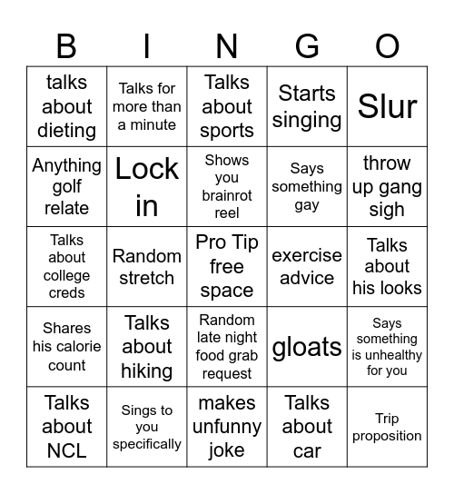 What Tyler does Bingo Card