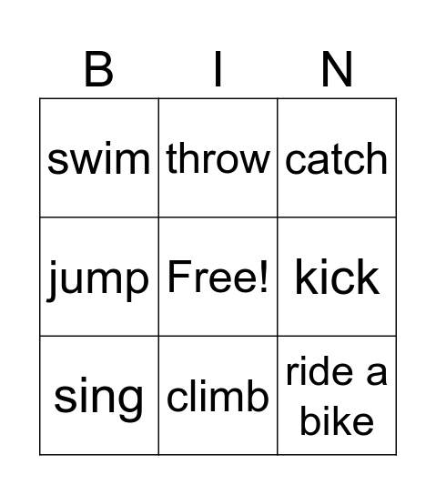 WORDS Bingo Card