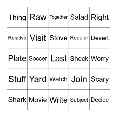 Grade 6 Festival Bingo (3) Bingo Card