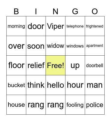 Scary Stories to Tell in the Dark- The Viper Bingo Card