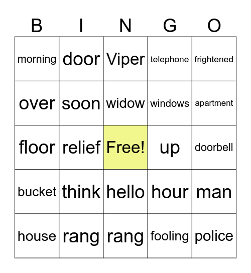 Scary Stories to Tell in the Dark- The Viper Bingo Card
