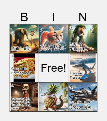 Italian brain rot Bingo Card