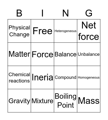 Science Bingo Card