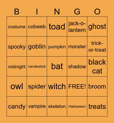 Halloween Bingo Card