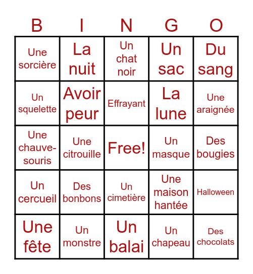 Bingo d'Halloween Bingo Card