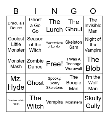 Monster Mash Bingo Card