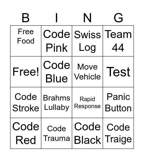 Overhead Page Bingo Card