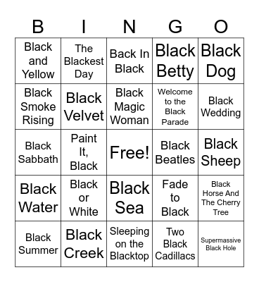 Black Bingo Card