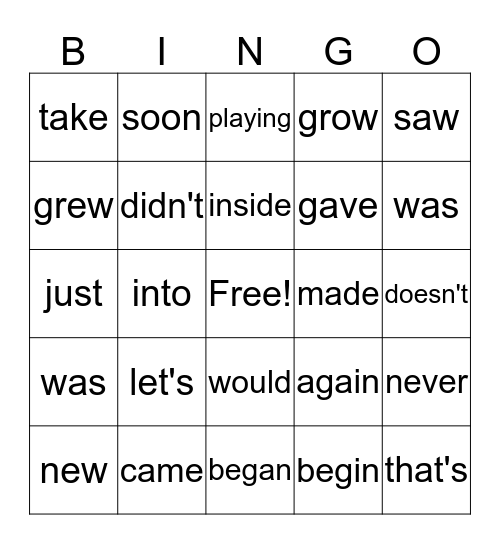 LLI Green #81 Word Bag Words  Bingo Card