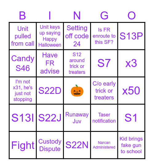 Law Dispatch Halloween Bingo Card