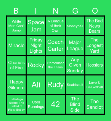Sports Movie Bingo Card