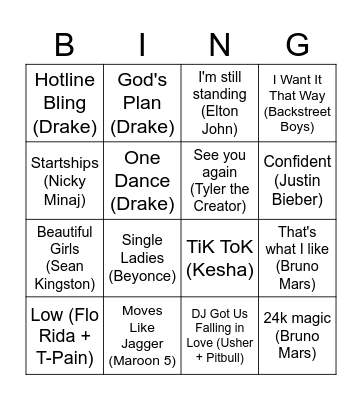 Bingo musical Bingo Card