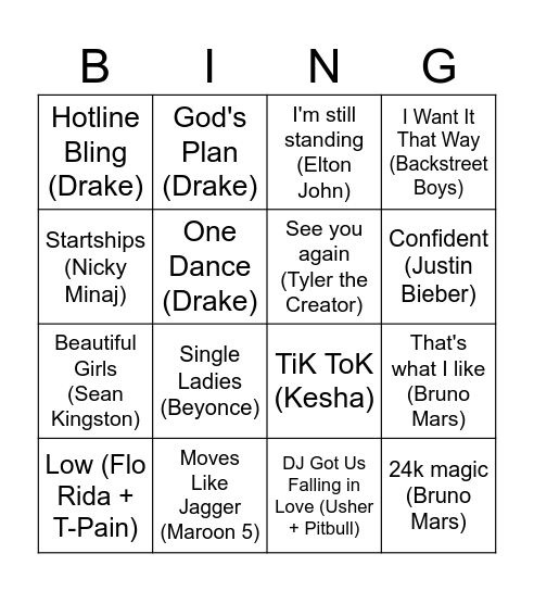 Bingo musical Bingo Card